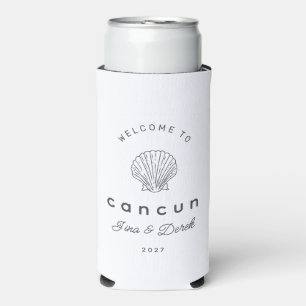 Bestemming Huwelijk Cancun Zwart en Wit Seltzer Blikjeskoeler