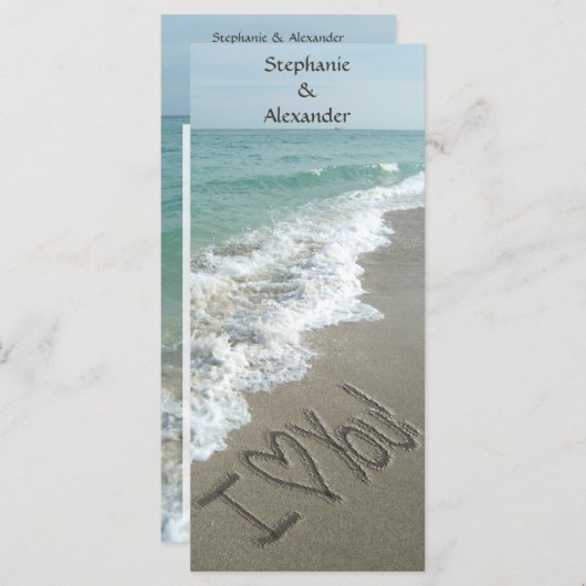 Bestemming Huwelijk Programma, Strand Thema Programmakaart (Voorkant / Achterkant)