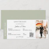 Bestemming Huwelijk Salie Groen Save The Date (Voorkant / Achterkant)
