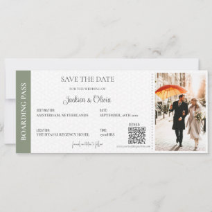 Bestemming Huwelijk Salie Groen Save The Date