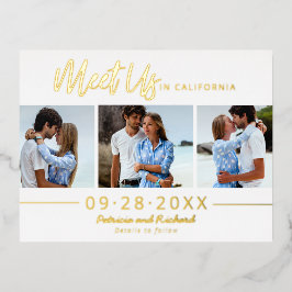 Bestemming Huwelijk Save The Date 3 Foto Folie Feestdagen Briefkaart
