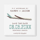 Bestemming Huwelijk Vliegtuig Save the Date Magneet (Voorkant)