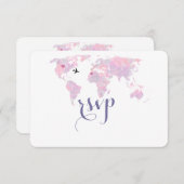 Bestemming Huwelijk Waterverf Wereldkaart RSVP (Voorkant / Achterkant)