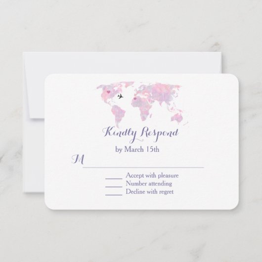 Bestemming Huwelijk Waterverf Wereldkaart RSVP (Achterkant)