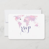 Bestemming Huwelijk Waterverf Wereldkaart RSVP (Voorkant)
