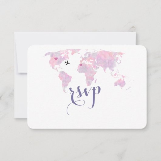 Bestemming Huwelijk Waterverf Wereldkaart RSVP (Voorkant)