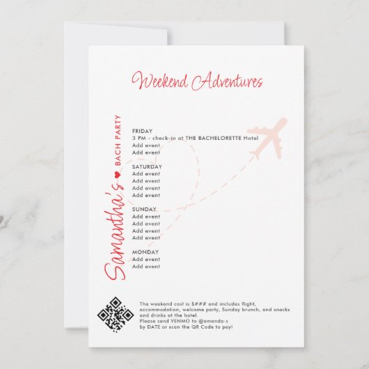 Bestemming Ibiza Hen Bachelorette Party Route Kaart (Achterkant)