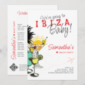 Bestemming Ibiza Hen Bachelorette Party Route Kaart (Voorkant / Achterkant)