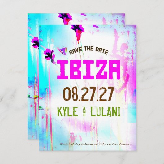 Bestemming IBIZA slaat de datum op Save The Date (Voorkant / Achterkant)