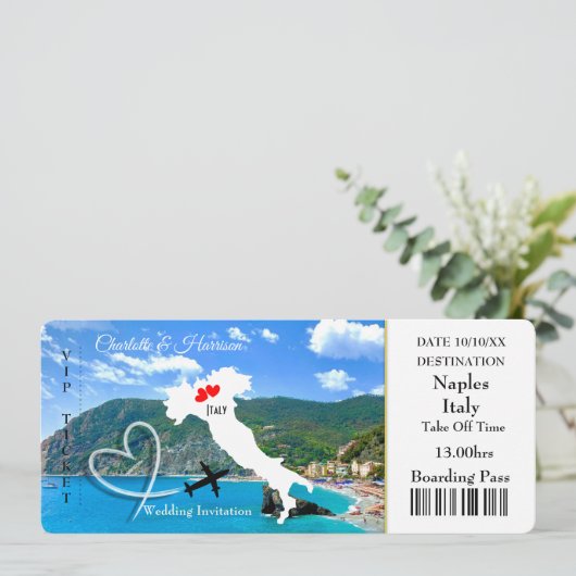 Bestemming Italië Europa Uitnodiging van het huwel (Staand voorkant)