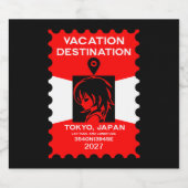 Bestemming Japan Vakantie Sparkling Wijnetiket (Enkel label)