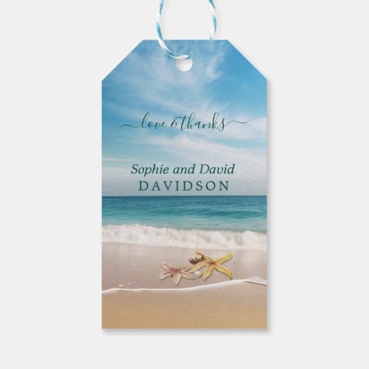 Bestemming Kauai Beach Zeester Bruiloft Cadeaulabel (Achterkant)