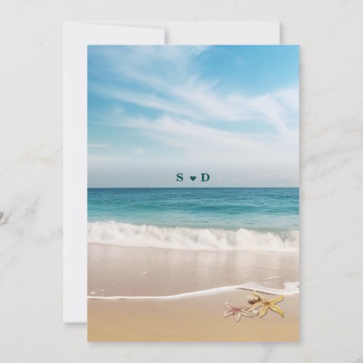 Bestemming Kauai Beach Zeester Bruiloft Kaart (Achterkant)