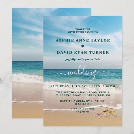 Bestemming Kauai Beach Zeester Bruiloft Kaart (Voorkant / Achterkant)