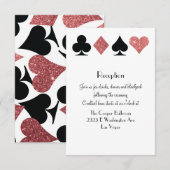 Bestemming Las Vegas Receptie Rose Goud Glitters Kaart (Voorkant / Achterkant)