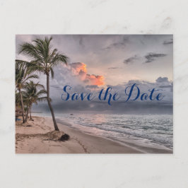 Bestemming Ocean Beach Bruiloft Save the Date Aankondigingskaart