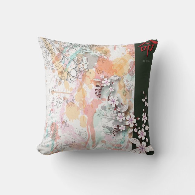 bestemming oosterse bloemensplash vector kussen (Voorkant)