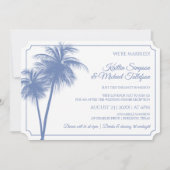 Bestemming Palmboom Uitnodiging | Korenbloem Blauw (Voorkant)