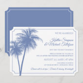 Bestemming Palmboom Uitnodiging | Korensblauw (Voorkant / Achterkant)