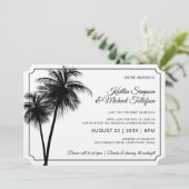 Bestemming Palmboom Uitnodiging | Zwart op Kraft (Staand voorkant)