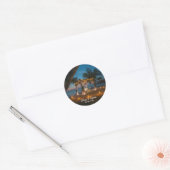 Bestemming Paradijs Bruiloft Ronde Sticker (Envelop)