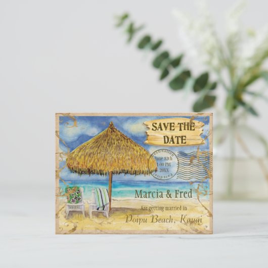 Bestemming Paradijs, Tropisch Strand Datum vrijhou Save The Date (Staand voorkant)