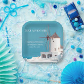 Bestemming Pensioen Partij Grieks Wit Blauw Papieren Bordje (Feest)