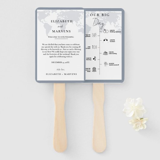 Bestemming Reis huwelijksdag  Evenementen Tijdlijn Handwaaier (Voorkant en achterkant)