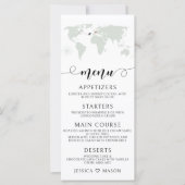 Bestemming reis thema bruiloft wereld kaart menu's (Voorkant)