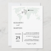 Bestemming Reis thema wereldkaart Huwelijksuitnodi Kaart (Voorkant)