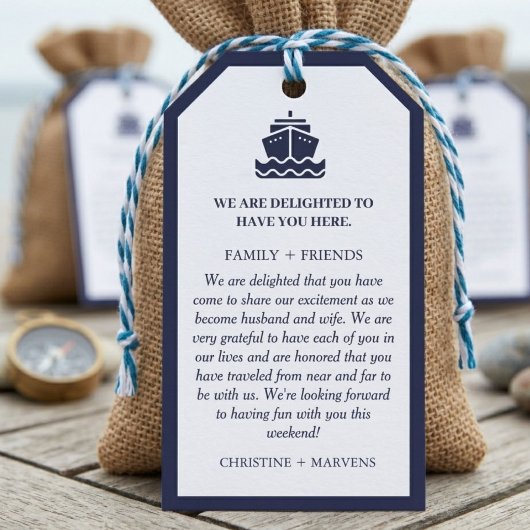 Bestemming Reisboot bruiloft bedankt Cadeaulabel