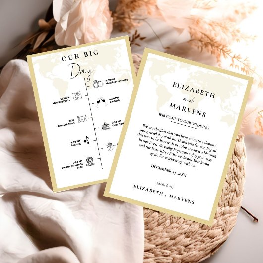 Bestemming Reizen bruiloft dag Evenementen Tijdlij Programmakaart