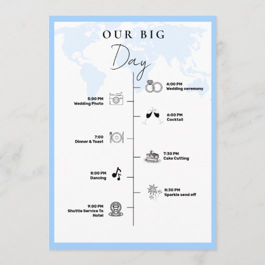 Bestemming Reizen bruiloft dag Evenementen Tijdlij Programmakaart (Achterkant)