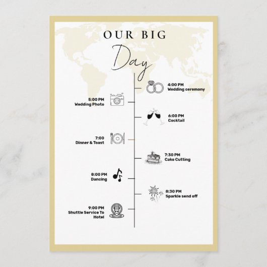 Bestemming Reizen bruiloft dag Evenementen Tijdlij Programmakaart (Achterkant)