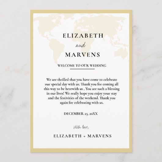 Bestemming Reizen bruiloft dag Evenementen Tijdlij Programmakaart (Voorkant)