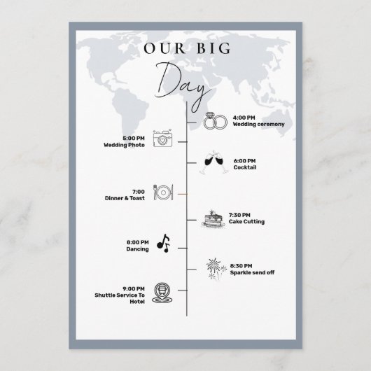 Bestemming Reizen bruiloft dag Evenementen Tijdlij Programmakaart (Achterkant)