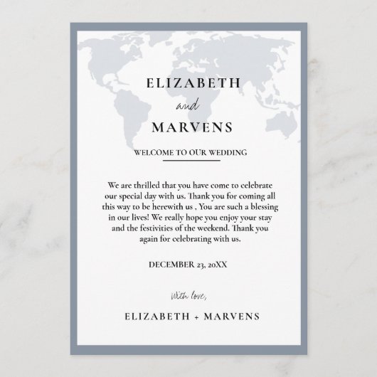 Bestemming Reizen bruiloft dag Evenementen Tijdlij Programmakaart (Voorkant)