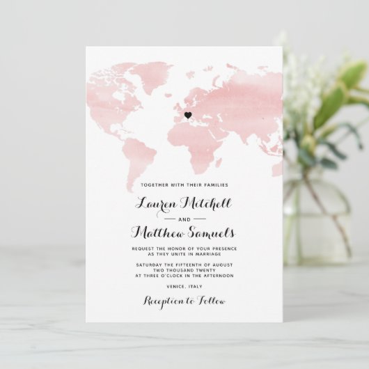 Bestemming Reizen Bruiloft Uitnodiging (Staand voorkant)