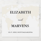 Bestemming Reizen Thema Bruiloft Sparkling Wijnetiket (Enkel label)