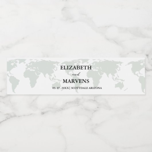 Bestemming Reizen Thema Bruiloft Waterfles Etiket (Enkel label)