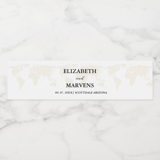 Bestemming Reizen Thema Bruiloft Waterfles Etiket (Enkel label)