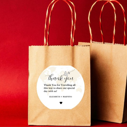 Bestemming Reizen Thema Bruiloft welkom Guess bag Ronde Sticker