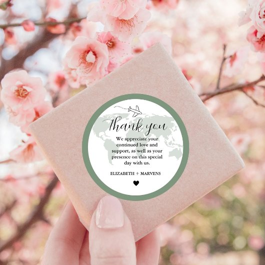 Bestemming Reizen Thema Bruiloft welkom Guess bag Ronde Sticker