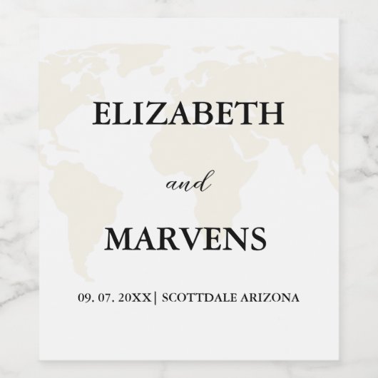 Bestemming Reizen Thema Bruiloft Wijn Etiket (Enkel label)