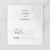 Bestemming reizen thema huwelijkstafel plaatskaartje (Buitenkant ongevouwen)
