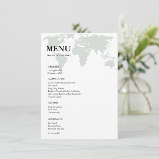 Bestemming Reizen Word bruiloft Vrijgezellenfeest Menu (Staand voorkant)