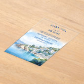 Bestemming Santorini Bruiloft Acryl Uitnodigingen (Laagn)