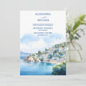 Bestemming Santorini Bruiloft Kaart (Staand voorkant)