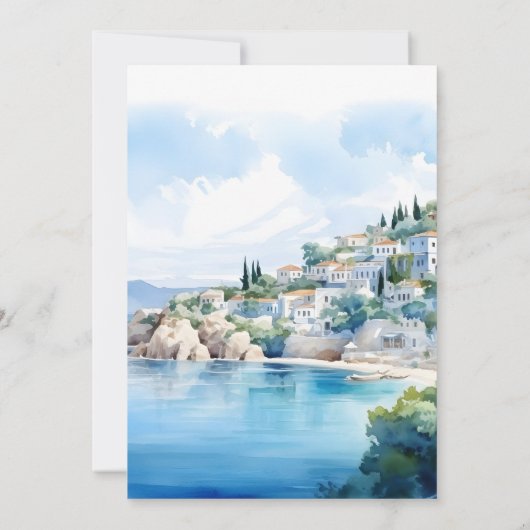 Bestemming Santorini Bruiloft Kaart (Achterkant)