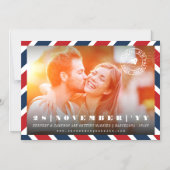 Bestemming sparen de Datum Airmail Postal Foto Magnetische Uitnodiging (Voorkant)